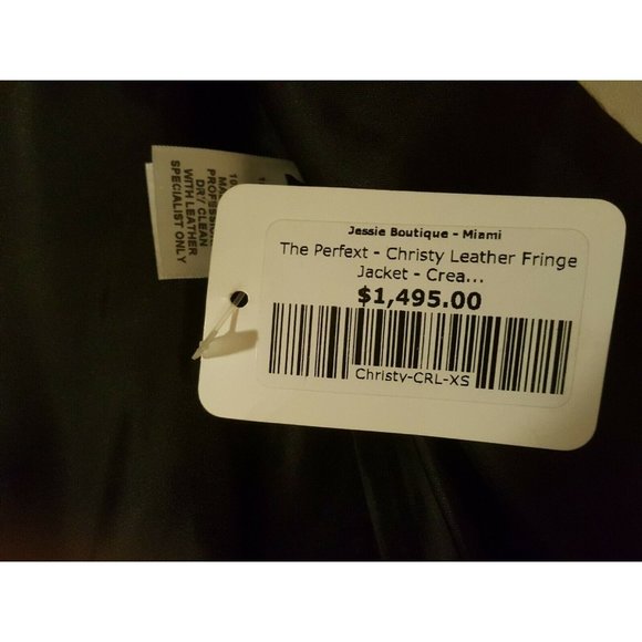 The Perfext NEW W Tags $1495 Women's Open Front Fringed Leather Jacket Size XS - Picture 2 of 9